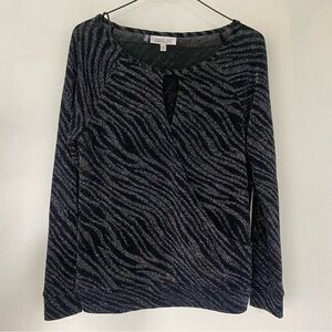 Jennifer Lopez Medium Wrap Blouse Tiger Stripe Silver Black